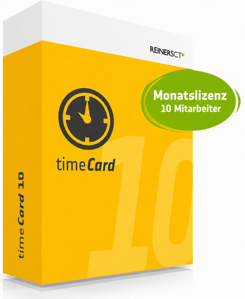 TIMECARD 10 ZUTRITTSKONTROLLE MONATSLIZENZ FÜR 10 MITARBEITER